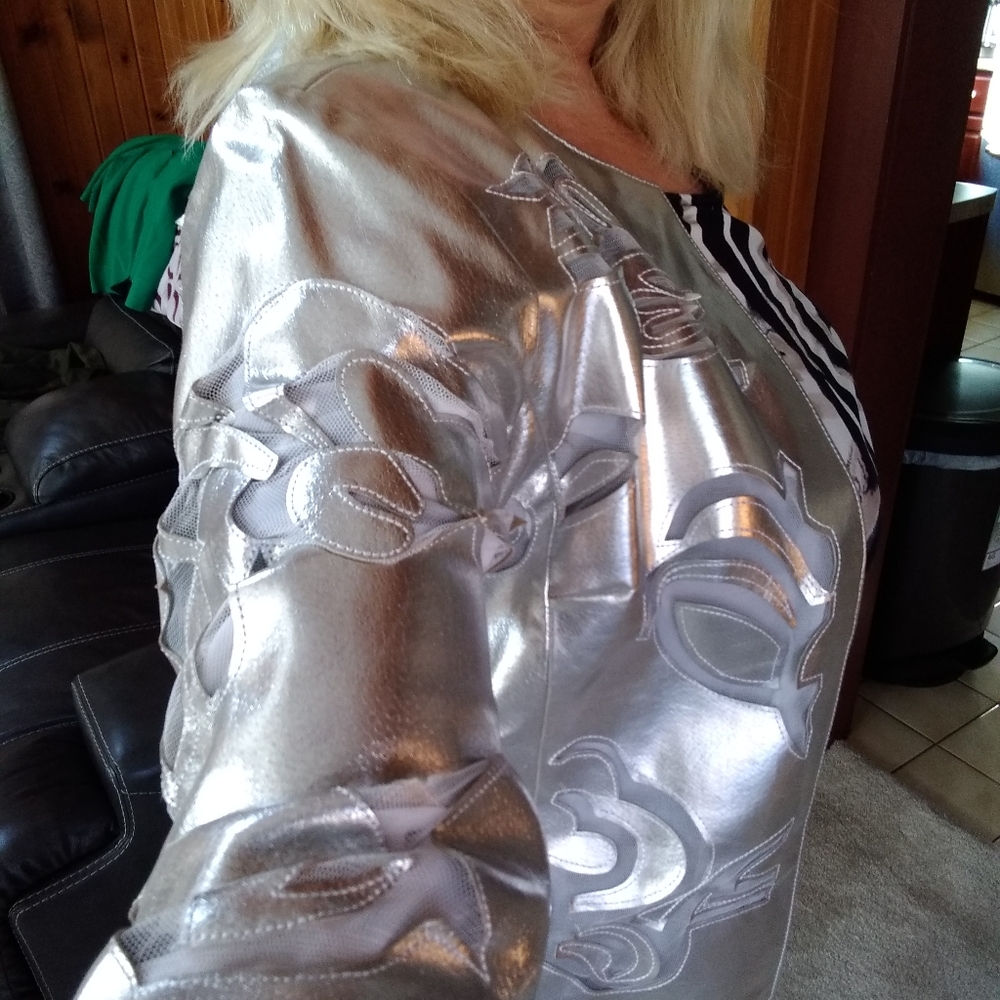 100% Leather Silver Jacket